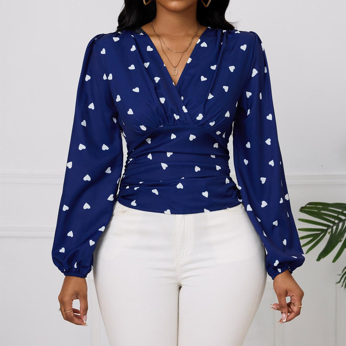 Ladies' Fashionable Casual Printed Shirt Top