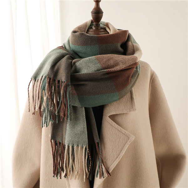 Thick Warm Outer Shawl Tassel South Korea Artificial Cashmere Scarf