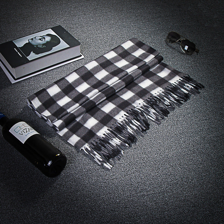 Autumn And Winter Black And White Plaid Plus-sized Thickening Thermal Men's And Women's Scarf