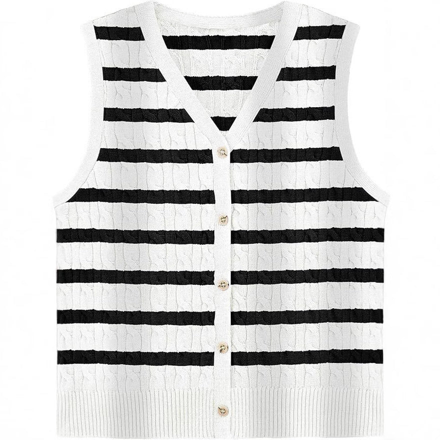 European And American Women's Fashion Sweater Vest Twisted Knitted Short