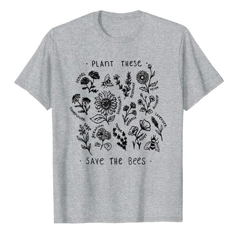 Plant These Harajuku Tshirt Women Causal Save The Bees T-shirt