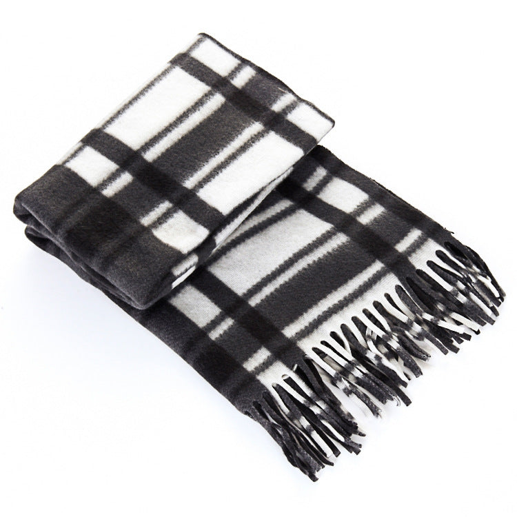 Autumn And Winter Black And White Plaid Plus-sized Thickening Thermal Men's And Women's Scarf