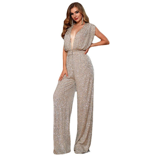 Summer Sexy Waist Sequined Jumpsuit