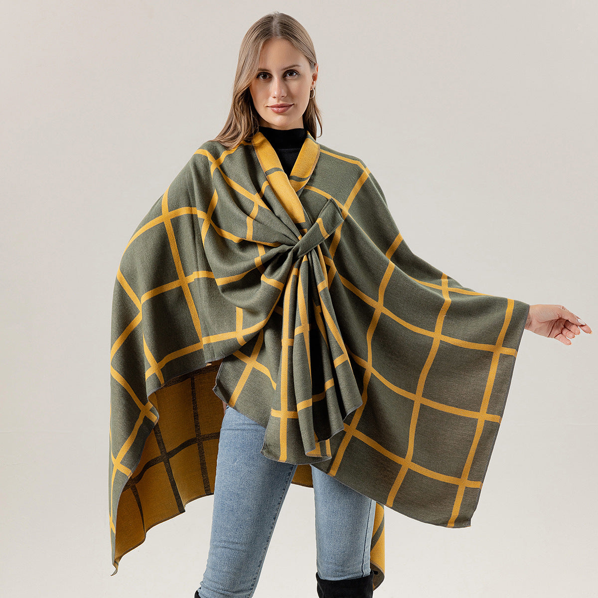 Women's Fashion Gingham Check Warm Scarf