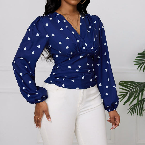 Ladies' Fashionable Casual Printed Shirt Top