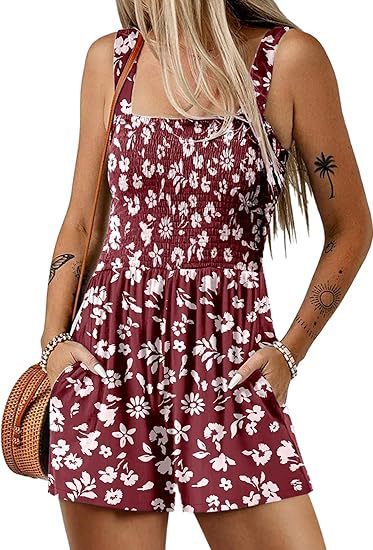 Flower Print Shorts Jumpsuit Summer Fashion Sleeveless Beach Bodysuit