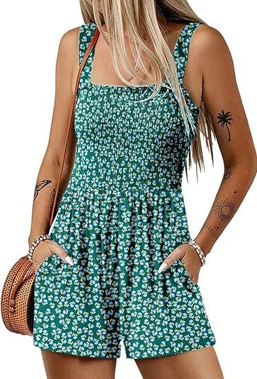 Flower Print Shorts Jumpsuit Summer Fashion Sleeveless Beach Bodysuit